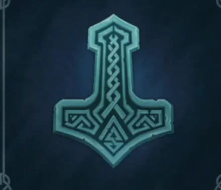 Mjolnir Rising emblem: a rune-carved hammer