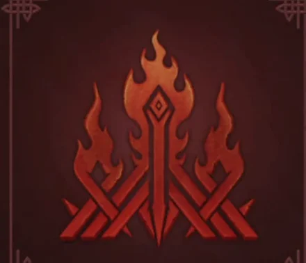Pyre of Surtr emblem: a burning blade